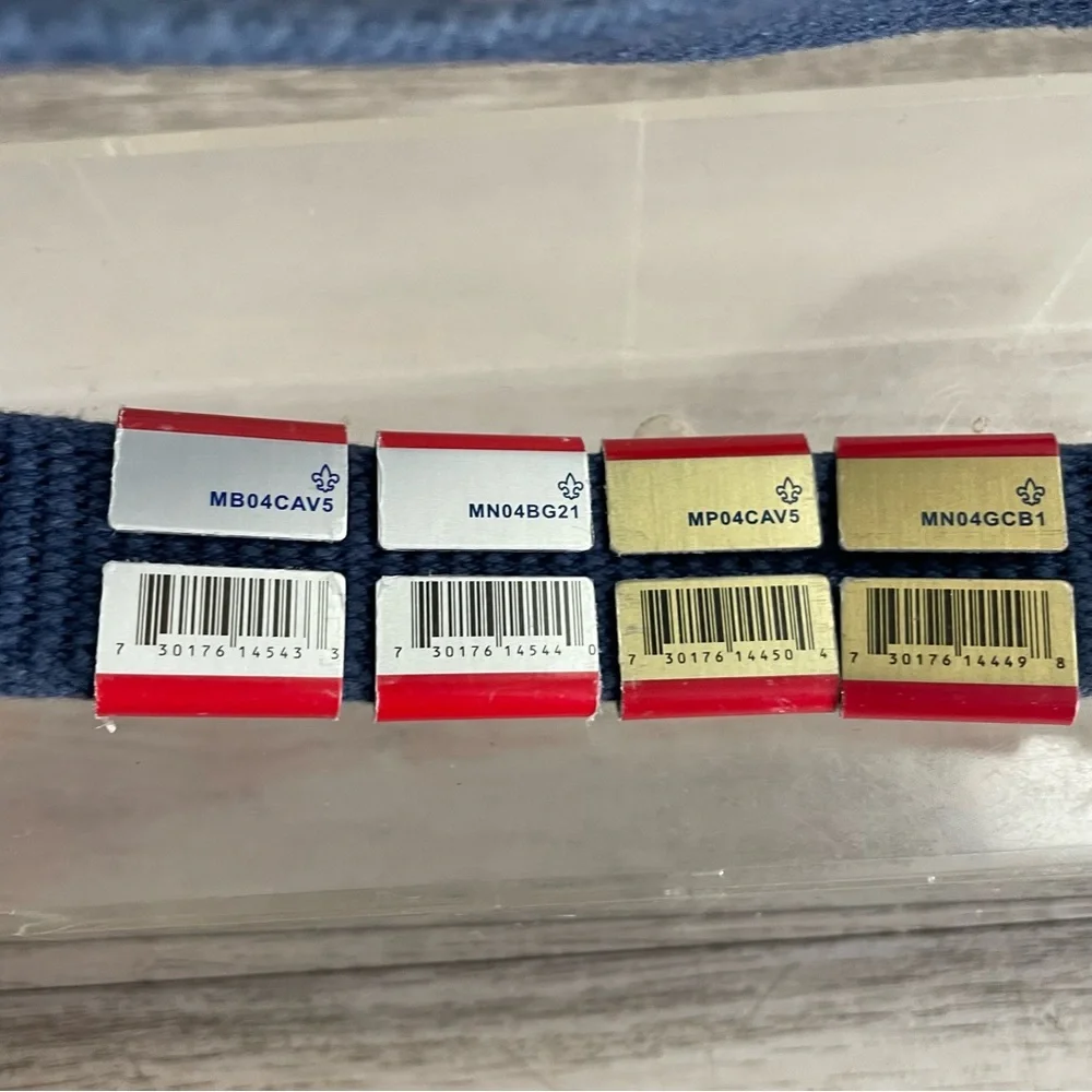Boyscouts Blue Web Belt Size 28 with 9 Merit Metal Slides Sliders
